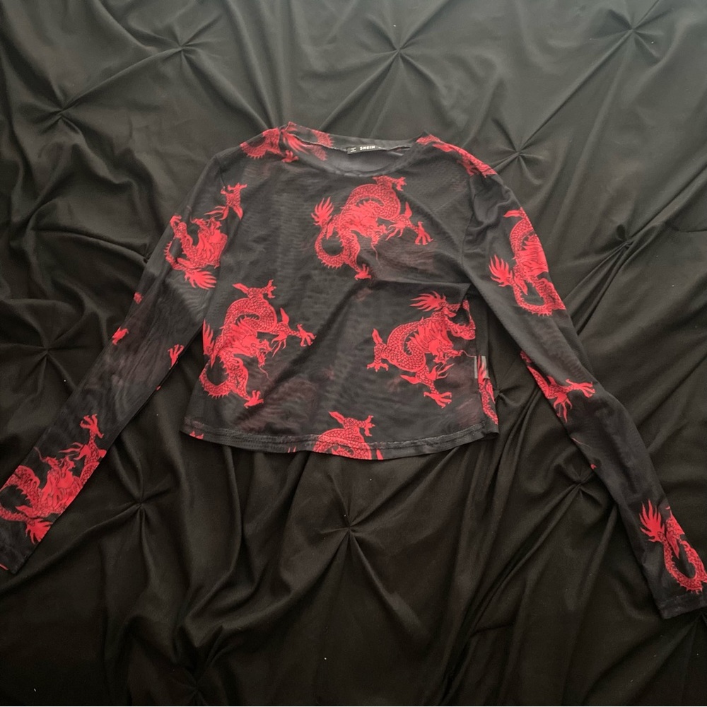 Shein Dragon Mesh Crop Top
